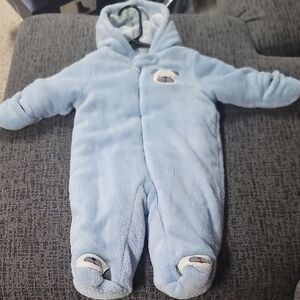 Little Wonders Blue Bear Footed One Piece HOODED